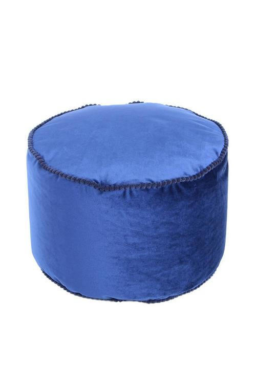 POUF Samt 47/32/47 cm  - Blau, Basics, Textil (47/32/47cm) - Kayoom