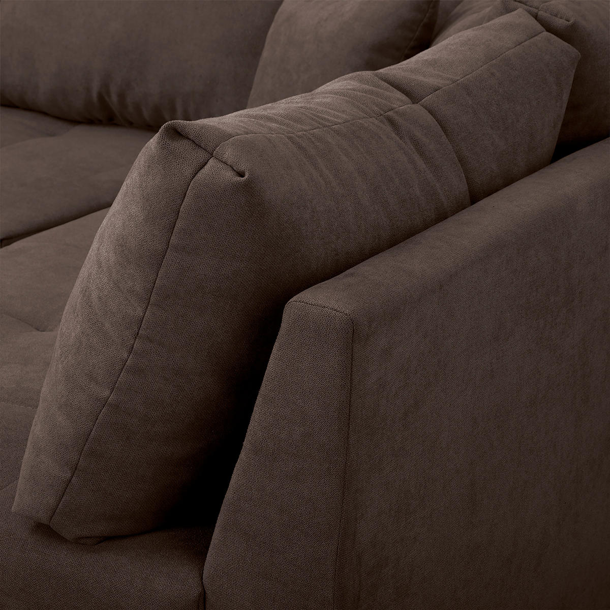 ECKSOFA inkl. Hocker Ariella Graubraun Mikrofaser  - Graubraun/Naturfarben, Design, Holz/Textil (161/231cm) - Livetastic