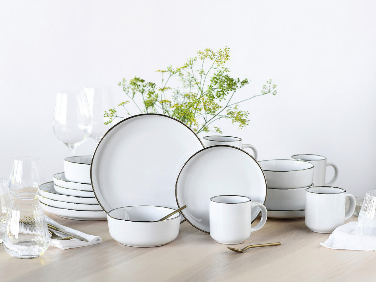 KOMBISERVICE Weiß, Goldfarben Nordic Festive Weiss 16-teilig 4 Personen  - Goldfarben/Weiß, Basics, Keramik - Creatable