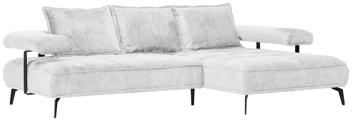 ECKSOFA Weiß Webstoff  - Schwarz/Weiß, Design, Textil/Metall (266/180cm) - Welnova