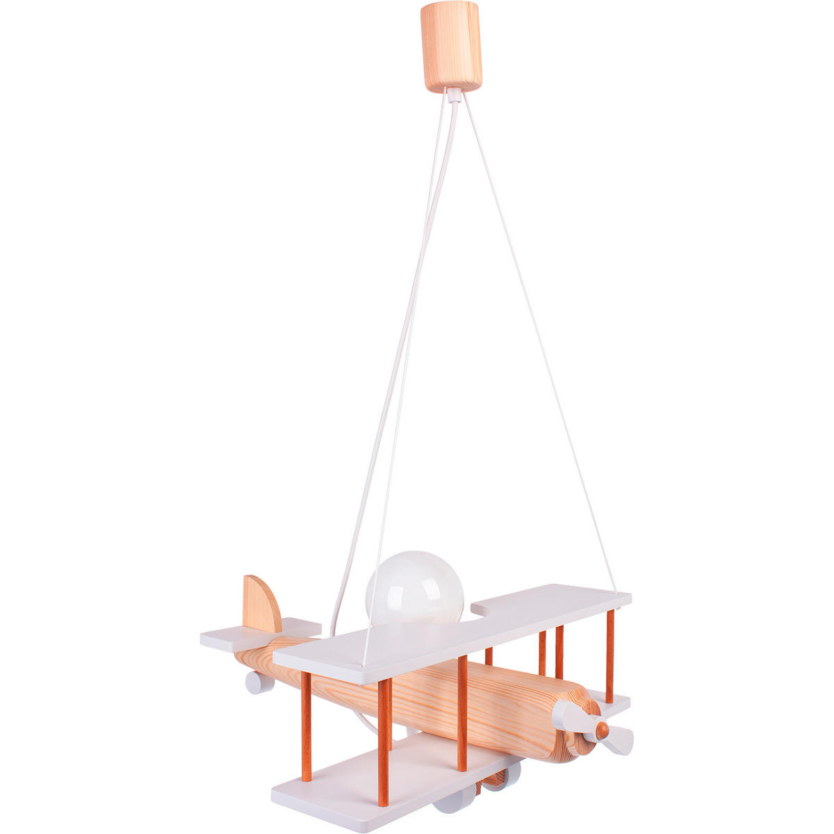KINDERHÄNGELEUCHTE Flugzeug 42/75/45 cm   - Naturfarben/Weiß, KONVENTIONELL, Holz (42/75/45cm)