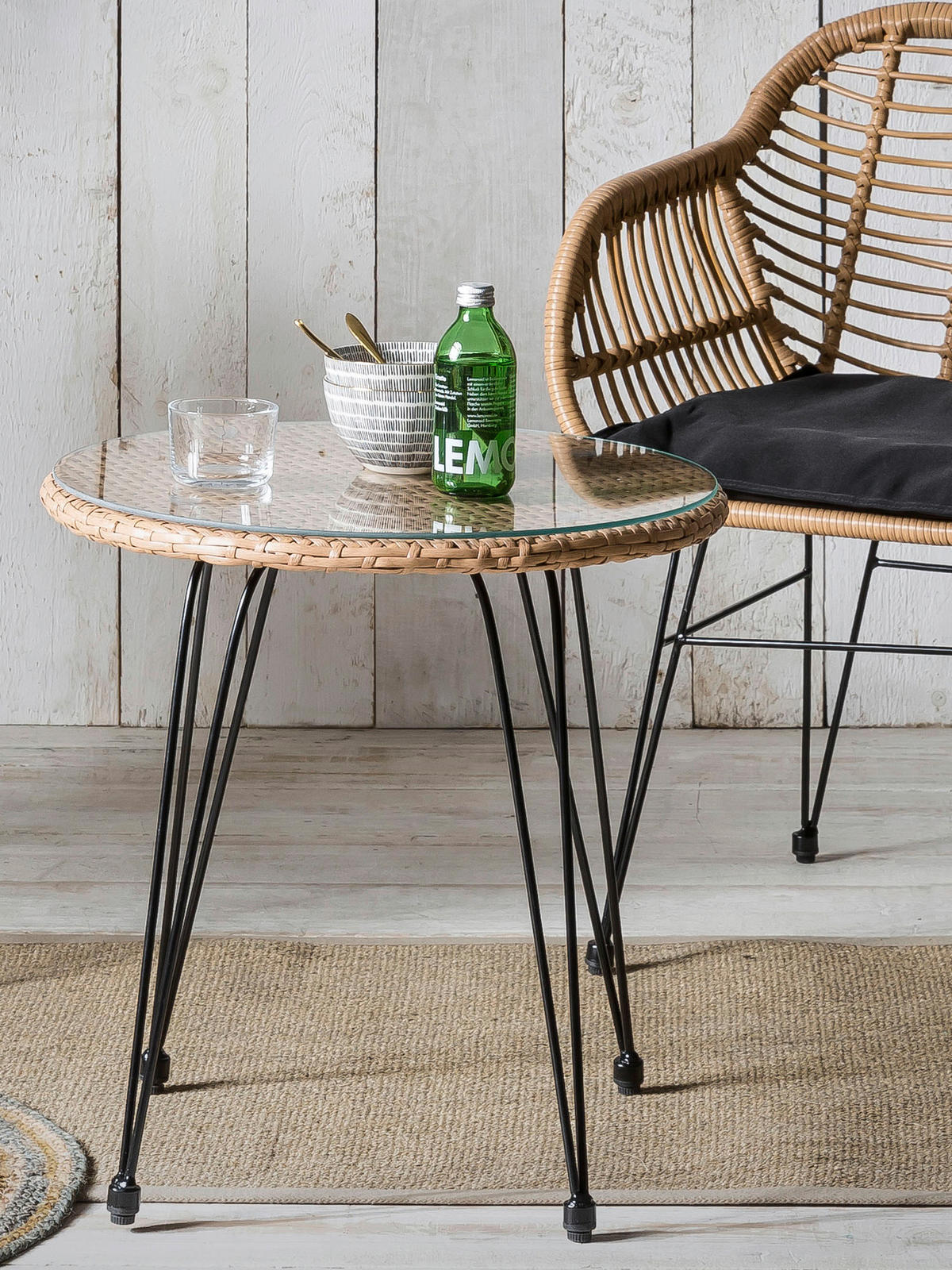 GARTENSET 3-teilig  - Klar/Schwarz, Design, Glas/Kunststoff - Livetastic