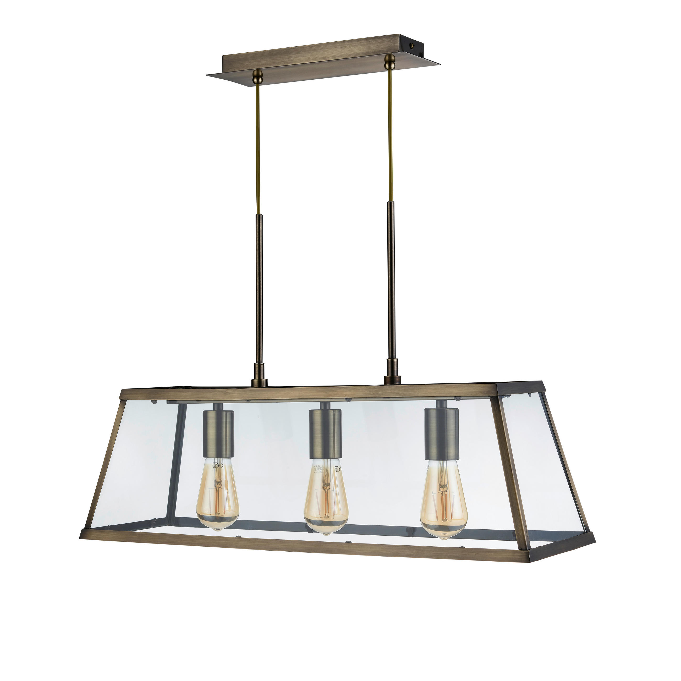 HÄNGLAMPA Voyager 65/100/20 cm  - mässingsfärgad, Modern, metall/glas (65/100/20cm)