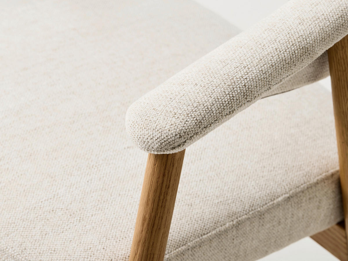 ARMLEHNSTUHL  in Chenille  - Sandfarben/Eichefarben, KONVENTIONELL, Holz/Textil (63/81/63cm) - Ambia Home