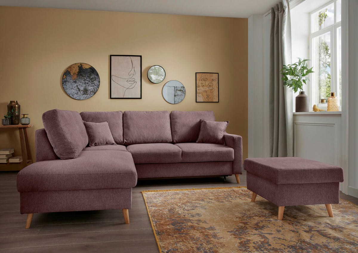 ECKSOFA in Struktur Bordeaux  - Bordeaux/Naturfarben, Konventionell, Holz/Textil (200/230cm) - P & B