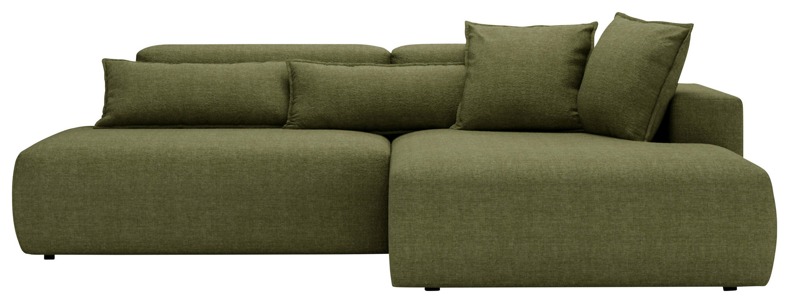 ECKSOFA Chenille Olivgrün  - Schwarz/Olivgrün, Design, Kunststoff/Textil (284/160cm) - Livetastic