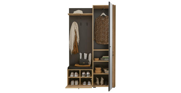 GARDEROBE  in 114/197/40 cm  - Schwarz/Eiche Artisan, Design, Glas/Holzwerkstoff (114/197/40cm) - Carryhome