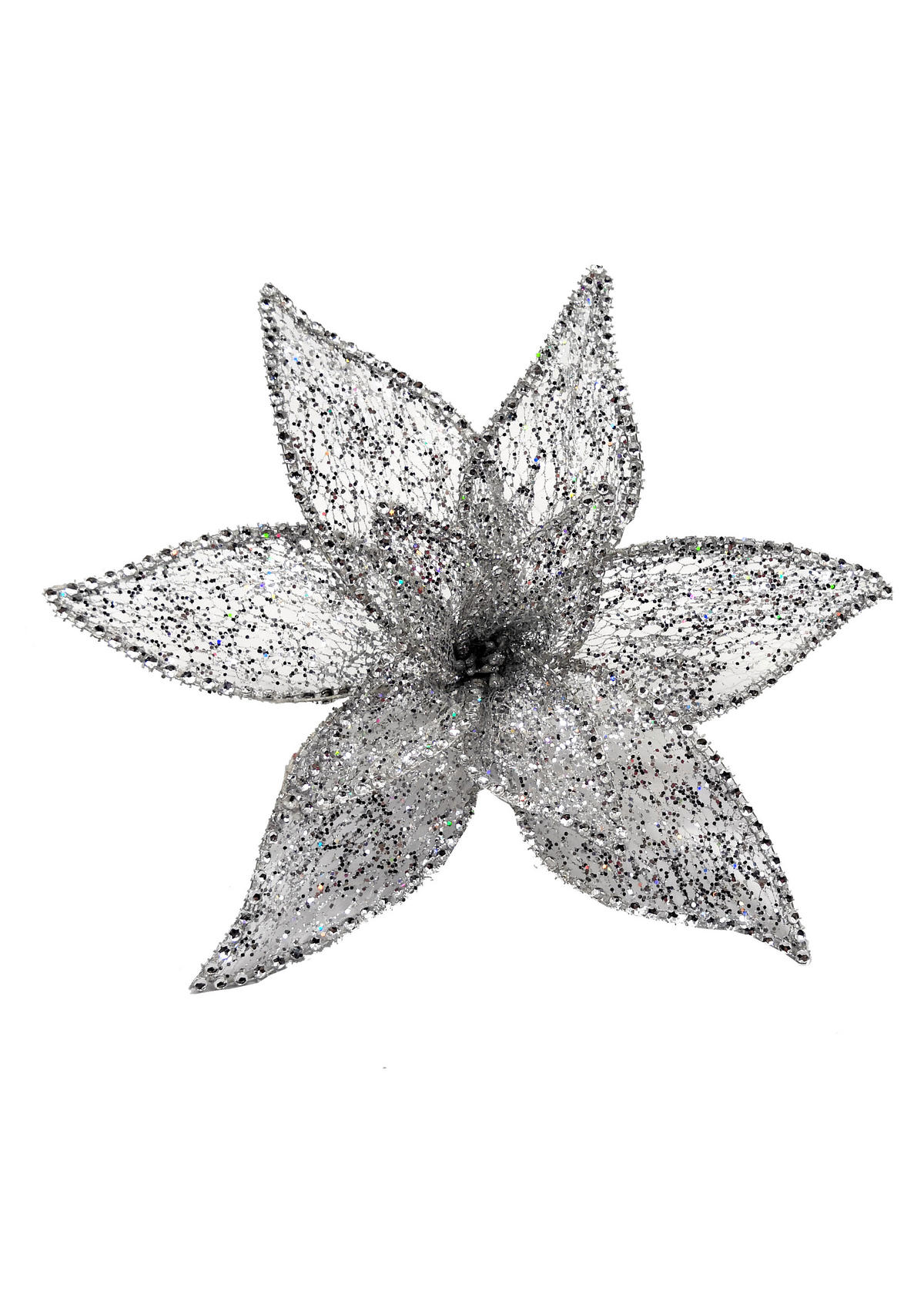 FLOARE DECORATIVĂ - argintiu, Design, plastic/metal (25cm) - X-Mas