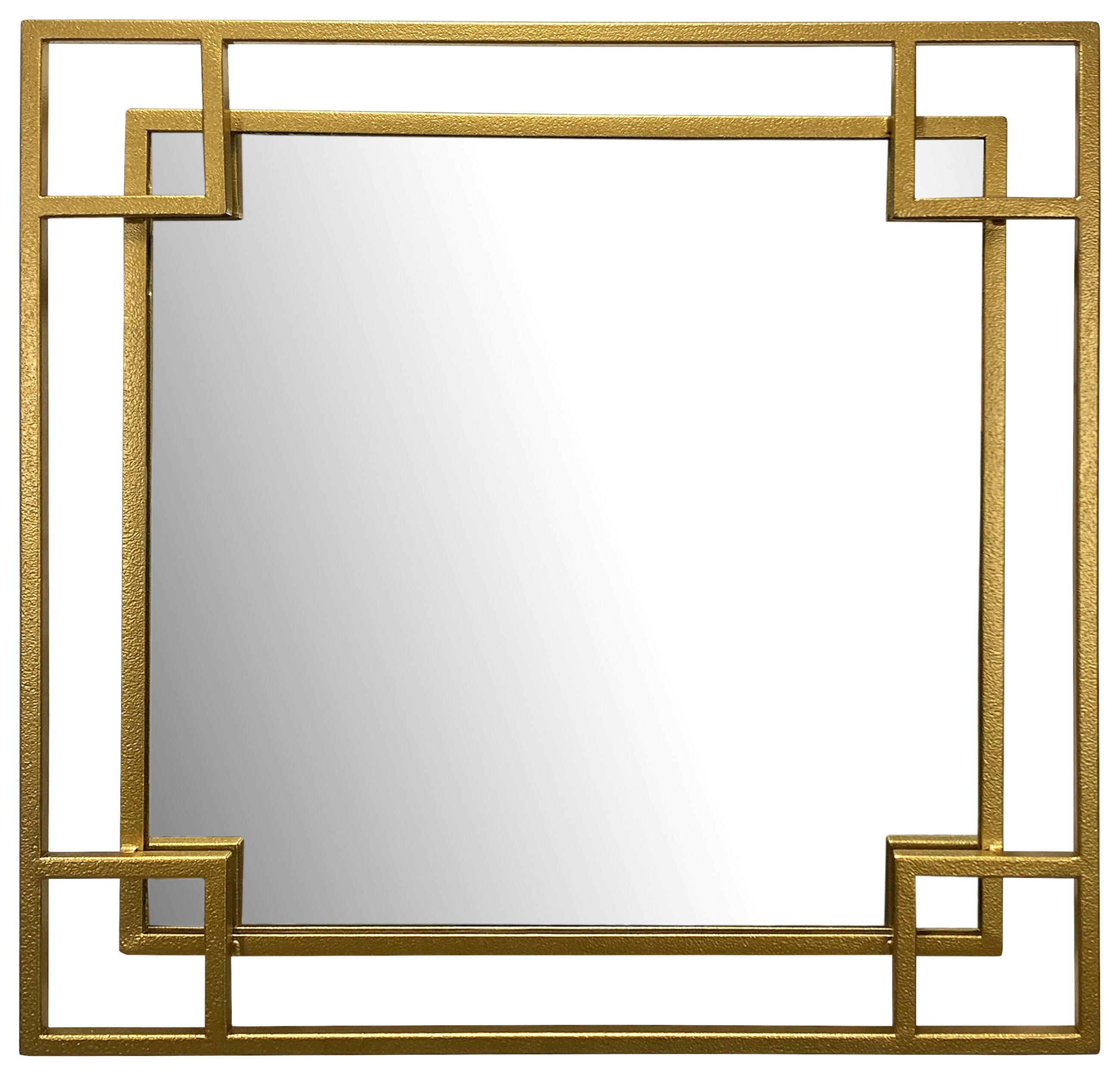 STENSKO OGLEDALO, 80/80/3 cm steklo  - zlate barve, Design, kovina/steklo (80/80/3cm) - MID.YOU