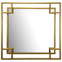 STENSKO OGLEDALO, 80/80/3 cm steklo  - zlate barve, Design, kovina/steklo (80/80/3cm) - MID.YOU