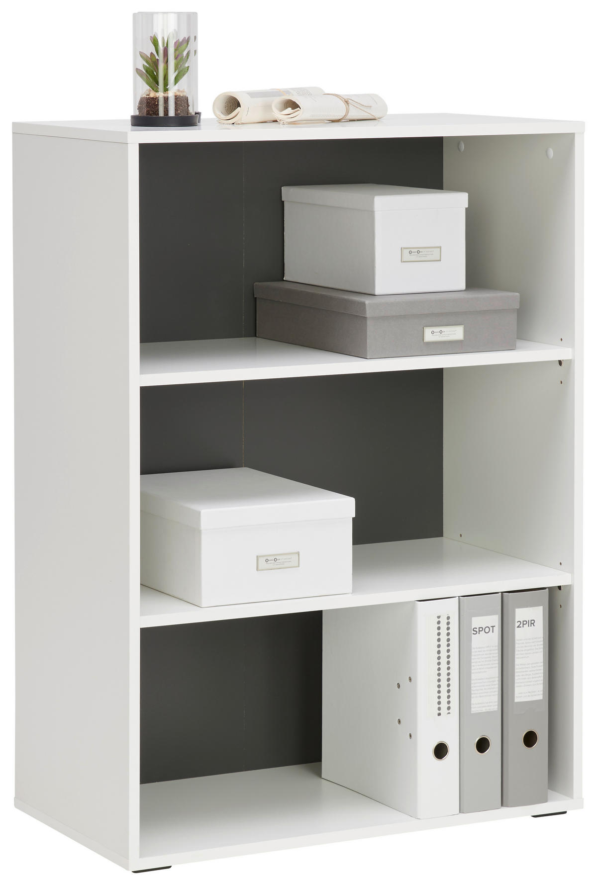 REGÁL, bílá, antracitová, 75/103,8/40 cm - bílá/antracitová, Basics, kompozitní dřevo/plast (75/103,8/40cm) - Hom`in
