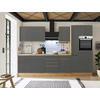 MODULKÖK 310/211/60 cm   i antracit, grå, ek Artisan  - aluminiumfärg/ek Artisan, Lifestyle, trämaterial/plast (310/211/60cm) - Respekta