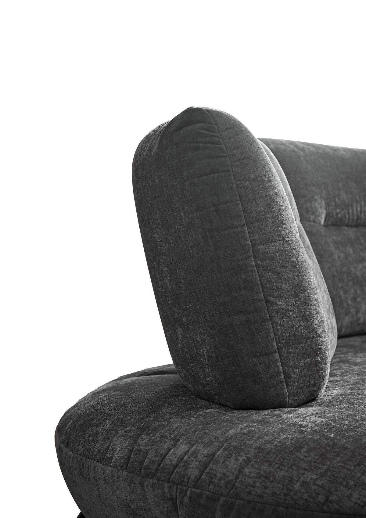 BIGSOFA Flachgewebe Anthrazit  - Anthrazit/Schwarz, Design, Textil/Metall (456/93/138cm) - Moderano