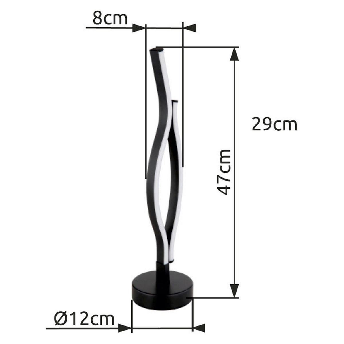 LED-TISCHLEUCHTE 12/47 cm   - Schwarz/Weiß, Design, Kunststoff/Metall (12/47cm) - Globo