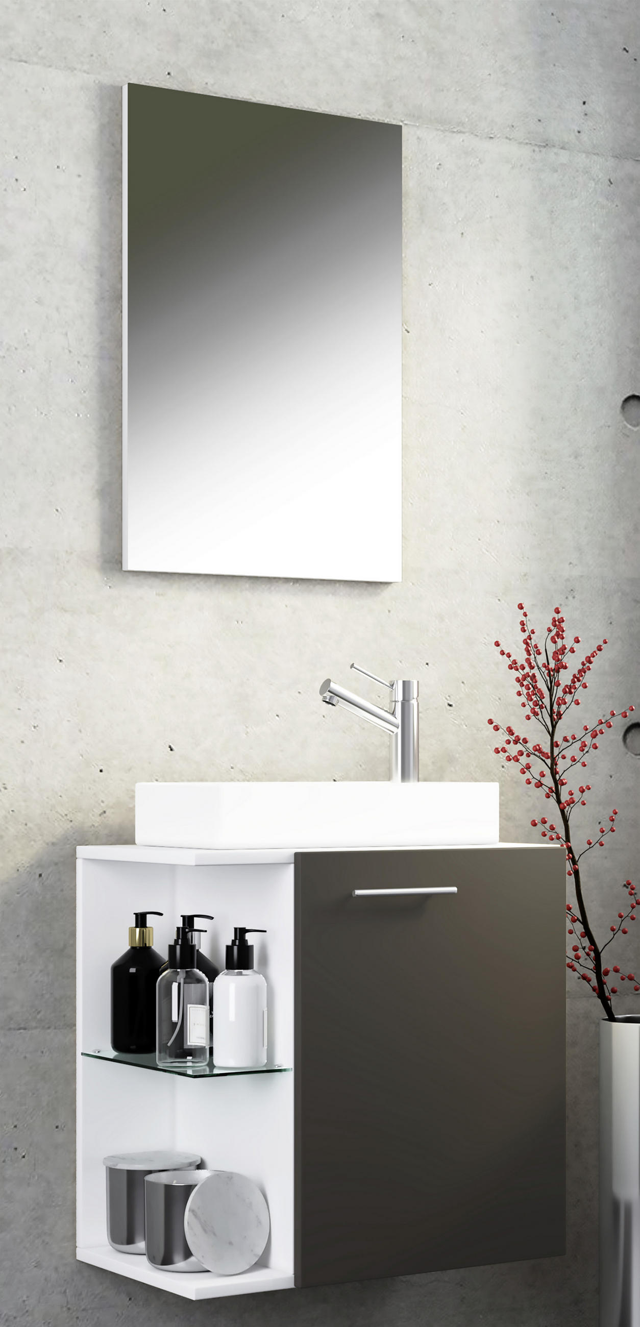 GÄSTEBAD 52 cm  - Schwarz/Weiß, MODERN, Keramik/Holzwerkstoff (52cm) - MID.YOU