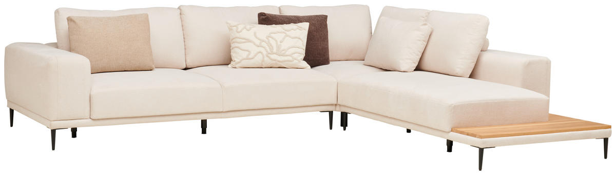 ECKSOFA Naturfarben Leinwand  - Schwarz/Naturfarben, Design, Textil/Metall (318/271cm) - Emilio Belluti