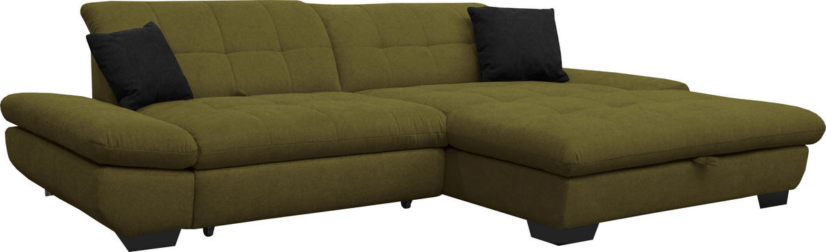 ECKSOFA in Mikrofaser Grün  - Schwarz/Grün, Design, Textil/Metall (290/198cm) - Xora
