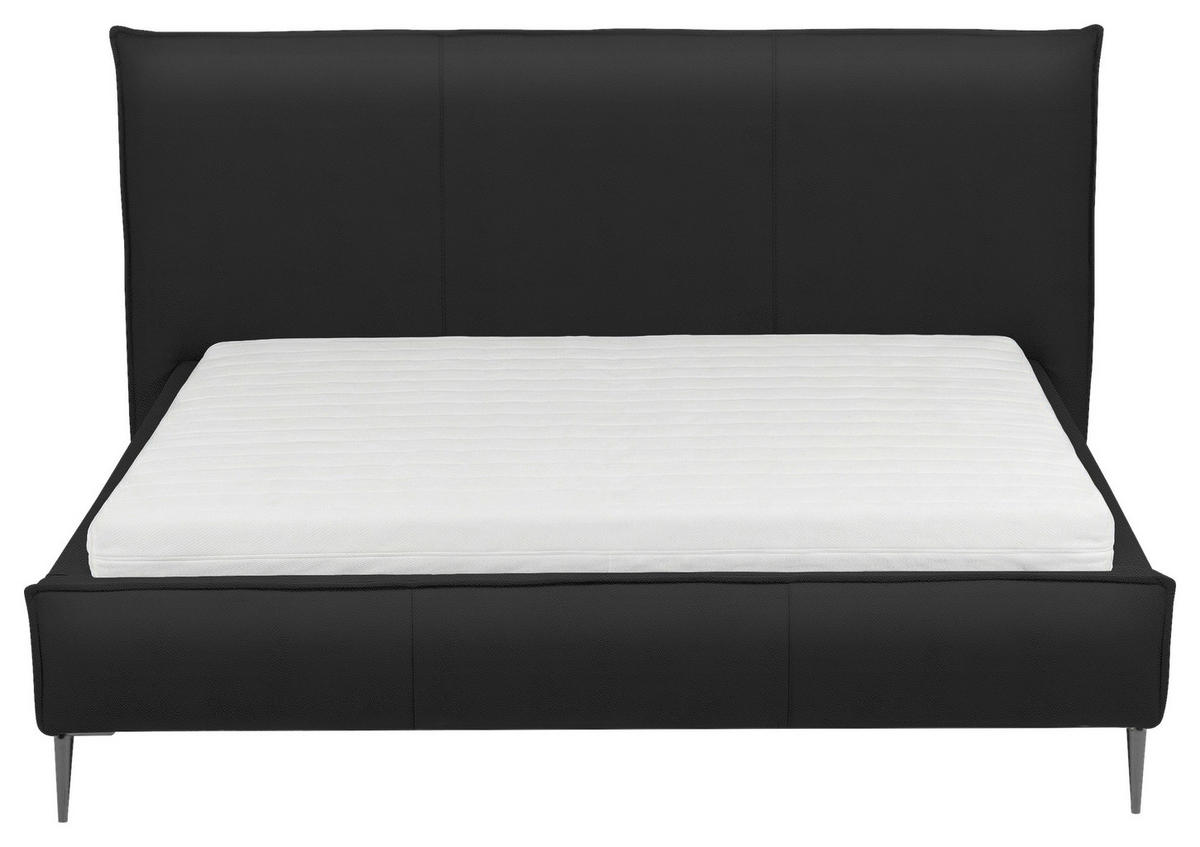 POLSTERBETT 180/200 cm,  in Schwarz, gepolstertes Kopfteil, Lattenrost, Bettkasten,  - Schwarzchrom/Schwarz, KONVENTIONELL, Leder/Holz (180/200cm) - Esposa