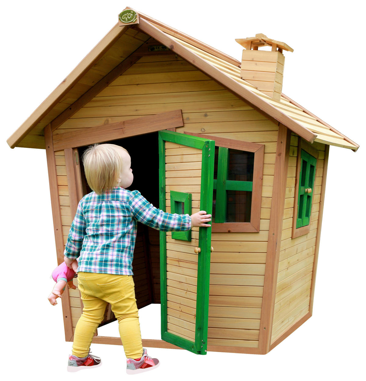 SPIELHAUS 144/146/157 cm  - Braun/Grün, KONVENTIONELL, Holz (144/146/157cm) - Ambia Garden