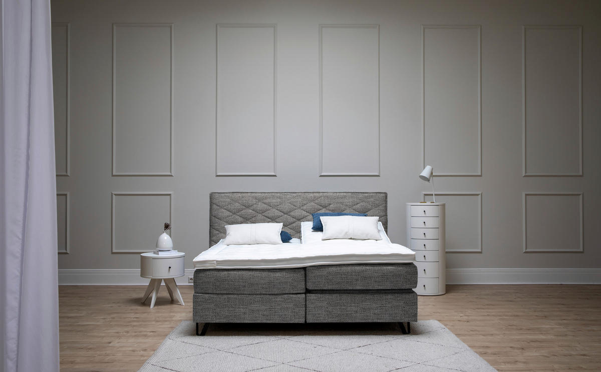 BOXSPRINGBETT 160/200 cm  in Anthrazit  - Anthrazit/Schwarz, Konventionell, Holz/Textil (160/200cm) - Sjöholm
