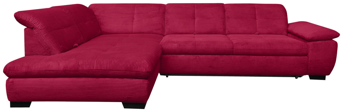 ECKSOFA in Cord Rot  - Rot/Schwarz, Design, Textil/Metall (242/313cm) - Xora