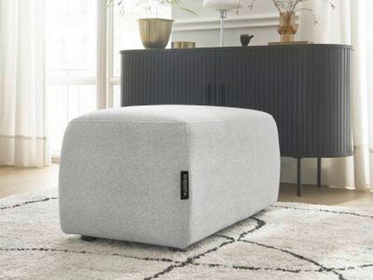 HOCKER ATILLA Flachgewebe Hellgrau  - Hellgrau/Schwarz, MODERN, Kunststoff/Textil (92/44/48cm)