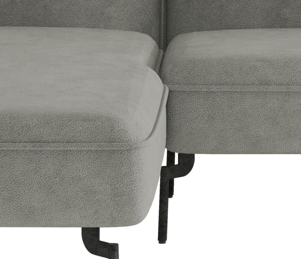 ECKSOFA Jakarta Grau Flachgewebe  - Edelstahlfarben/Grau, Design, Textil/Metall (185/265cm) - Livetastic