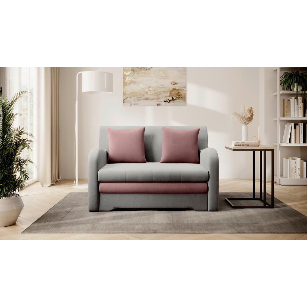 MID.YOU ROZKLADACIA POHOVKA, textil, ružová, svetlosivá