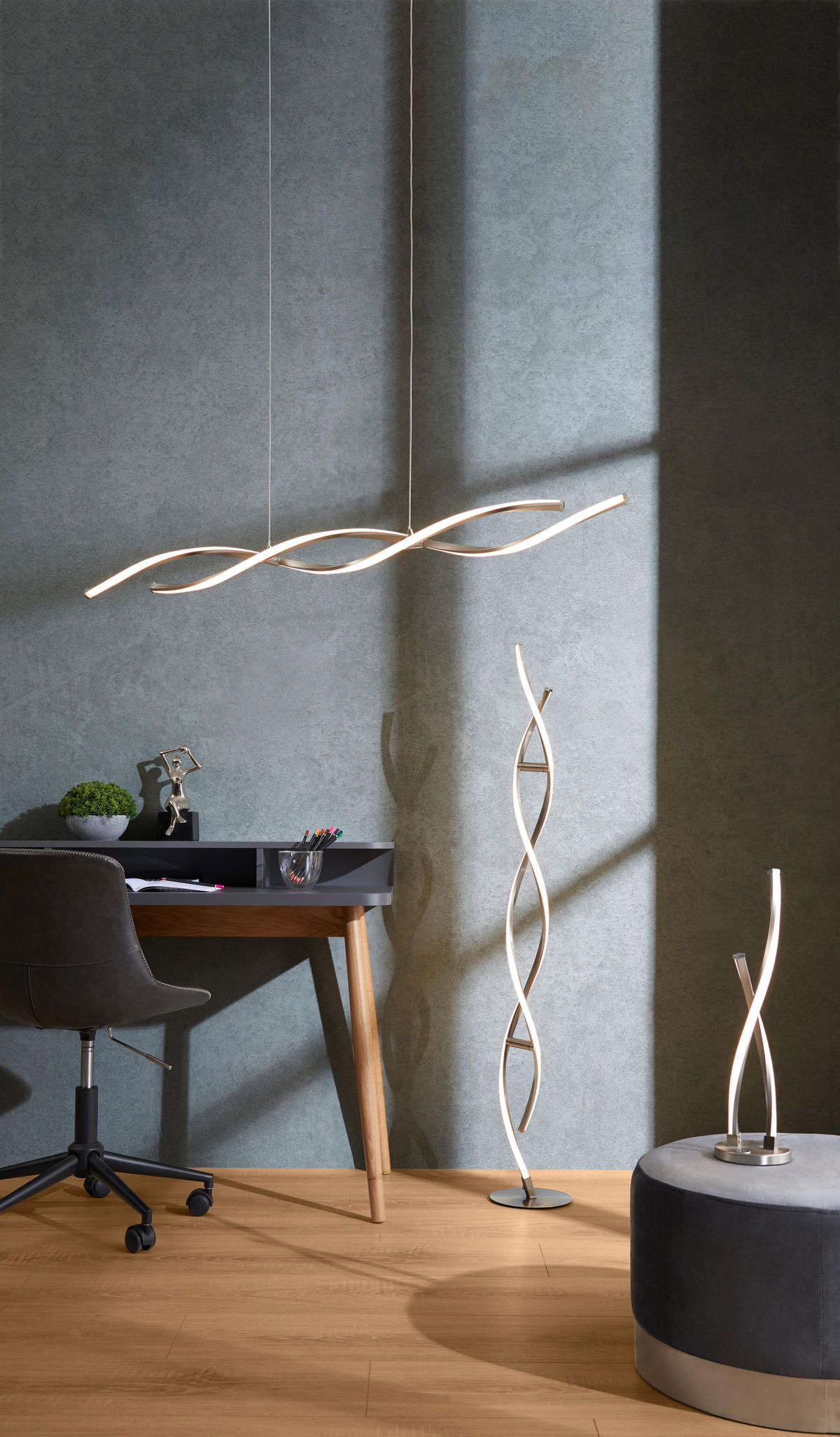 LED-HÄNGELEUCHTE 110/8/140 cm   - Nickelfarben, Design, Metall (110/8/140cm) - Paul Neuhaus