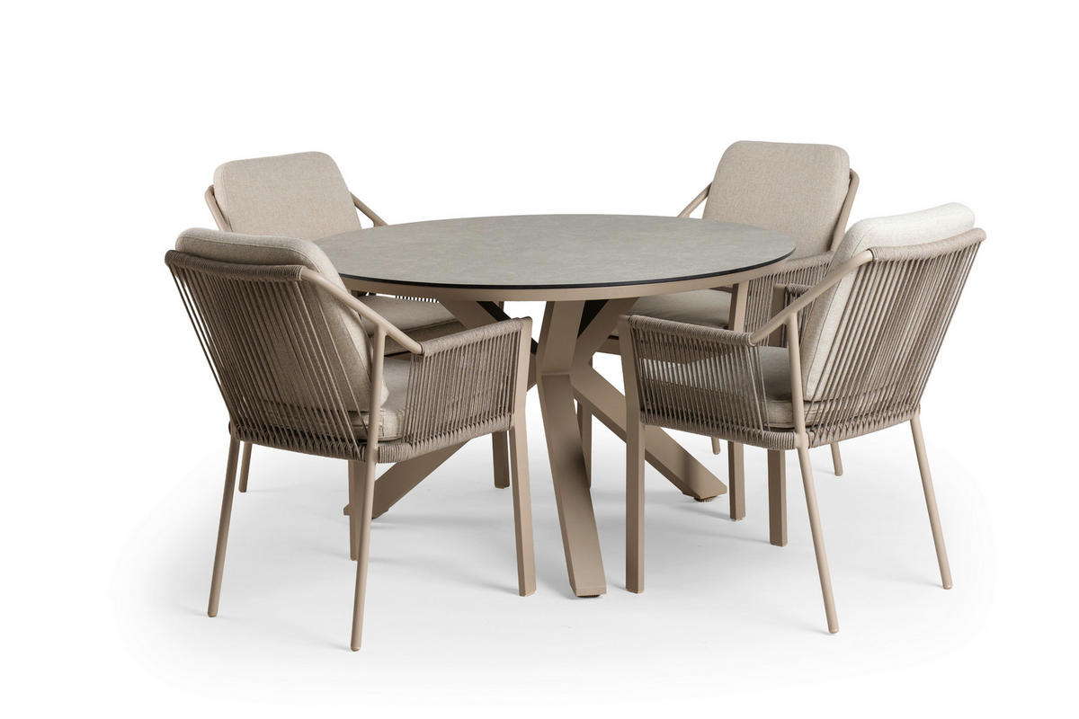 LOUNGESESSEL  - Champagner/Creme, Basics, Textil/Metall (58/81/61cm) - Tierra Outdoor