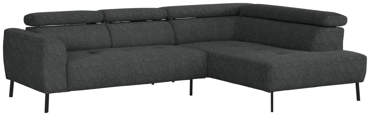 ECKSOFA in Webstoff Anthrazit  - Anthrazit/Schwarz, Design, Textil/Metall (280/205cm) - MID.YOU