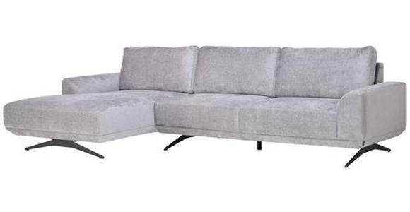 ECKSOFA in Webstoff Grau  - Schwarz/Grau, Design, Textil/Metall (172/320cm) - Valnatura