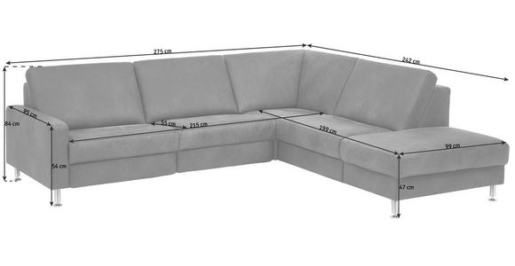 ECKSOFA Anthrazit Mikrofaser  - Anthrazit/Alufarben, Design, Textil/Metall (275/242cm) - Dieter Knoll