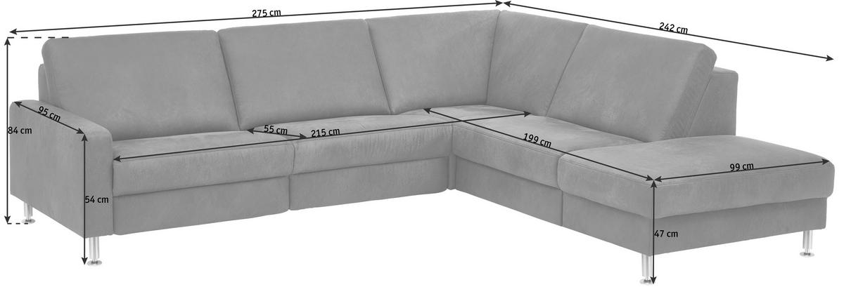 ECKSOFA in Mikrofaser Grau  - Alufarben/Grau, Design, Textil/Metall (275/242cm) - Dieter Knoll
