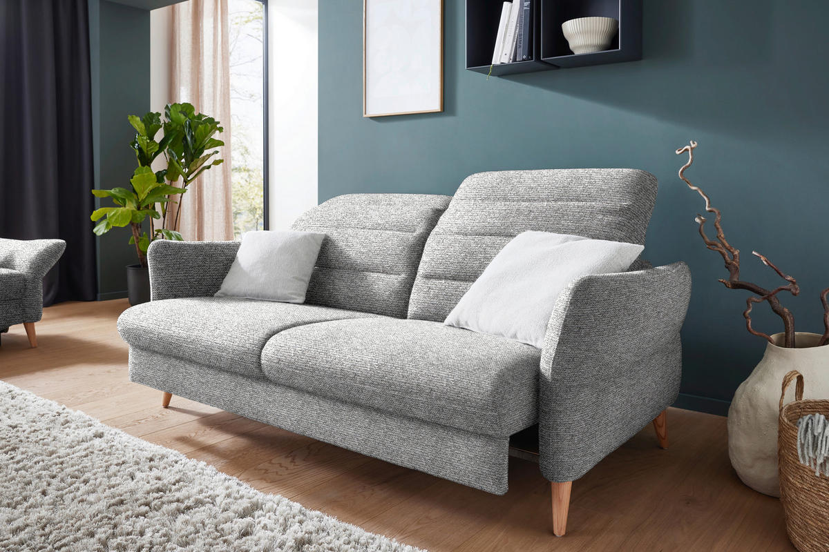 2-SITZER-SOFA in Webstoff Hellgrau  - Eiche Bianco/Hellgrau, Design, Holz/Textil (192-220/85-106/98-112cm) - Dieter Knoll