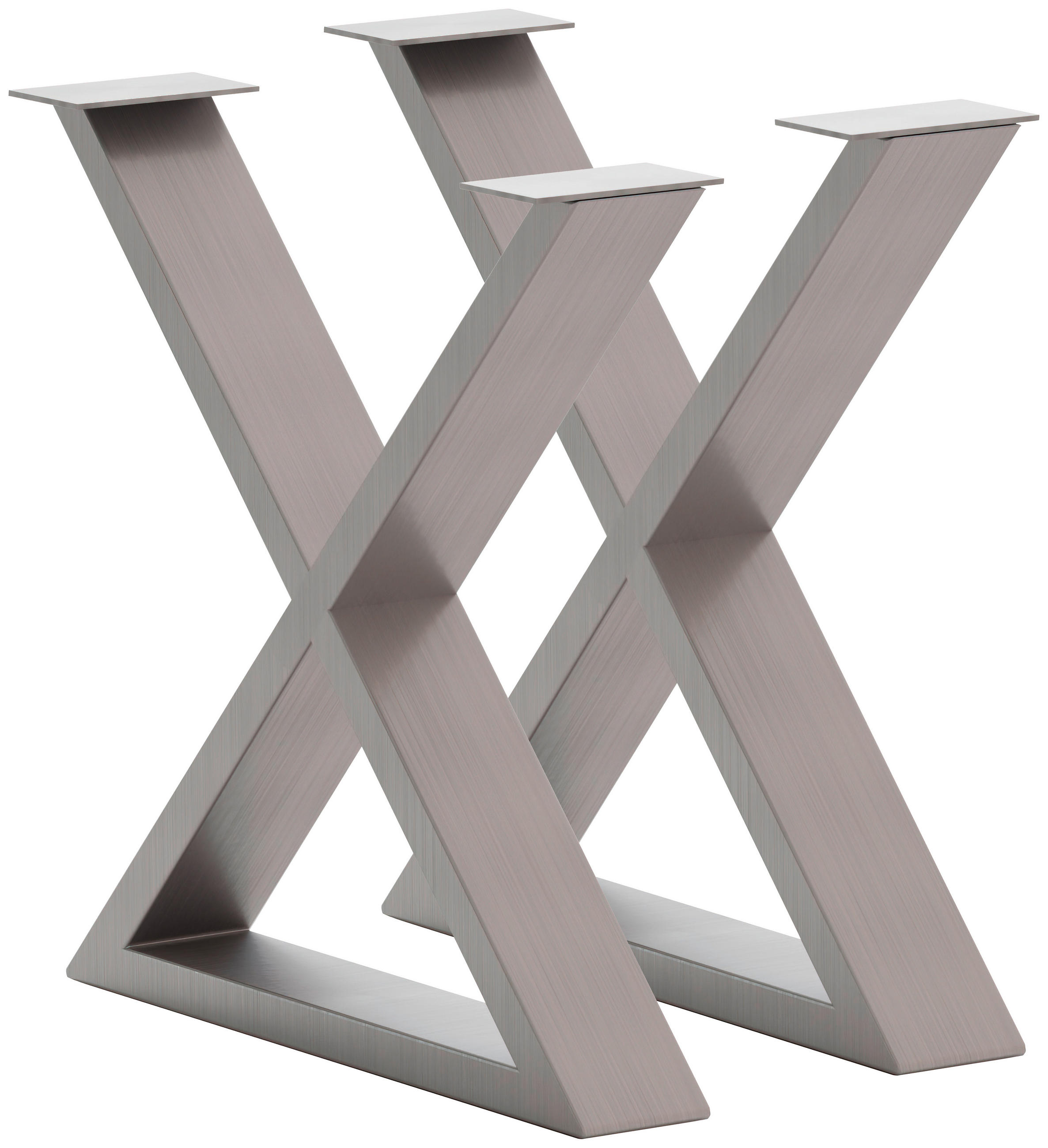 TISCHGESTELL Edelstahlfarben  - Edelstahlfarben, Design, Metall (73/17/74cm) - Waldwelt