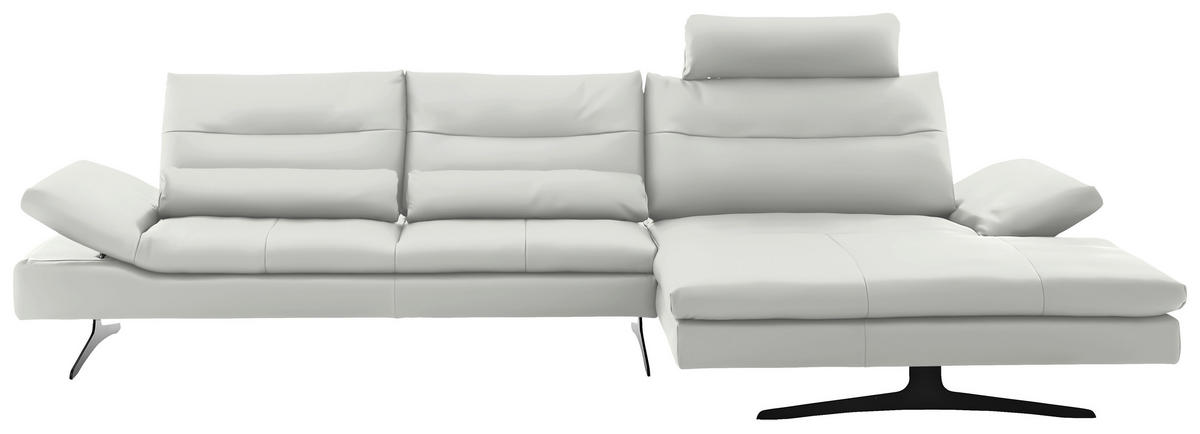 ECKSOFA in Echtleder Creme  342/158 cm  - Creme/Schwarz, MODERN, Leder/Metall (342/158cm) - Chilliano