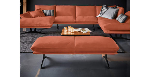 WOHNLANDSCHAFT in Echtleder Orange  - Schwarz/Orange, Natur, Leder/Metall (159/364/222cm) - Dieter Knoll