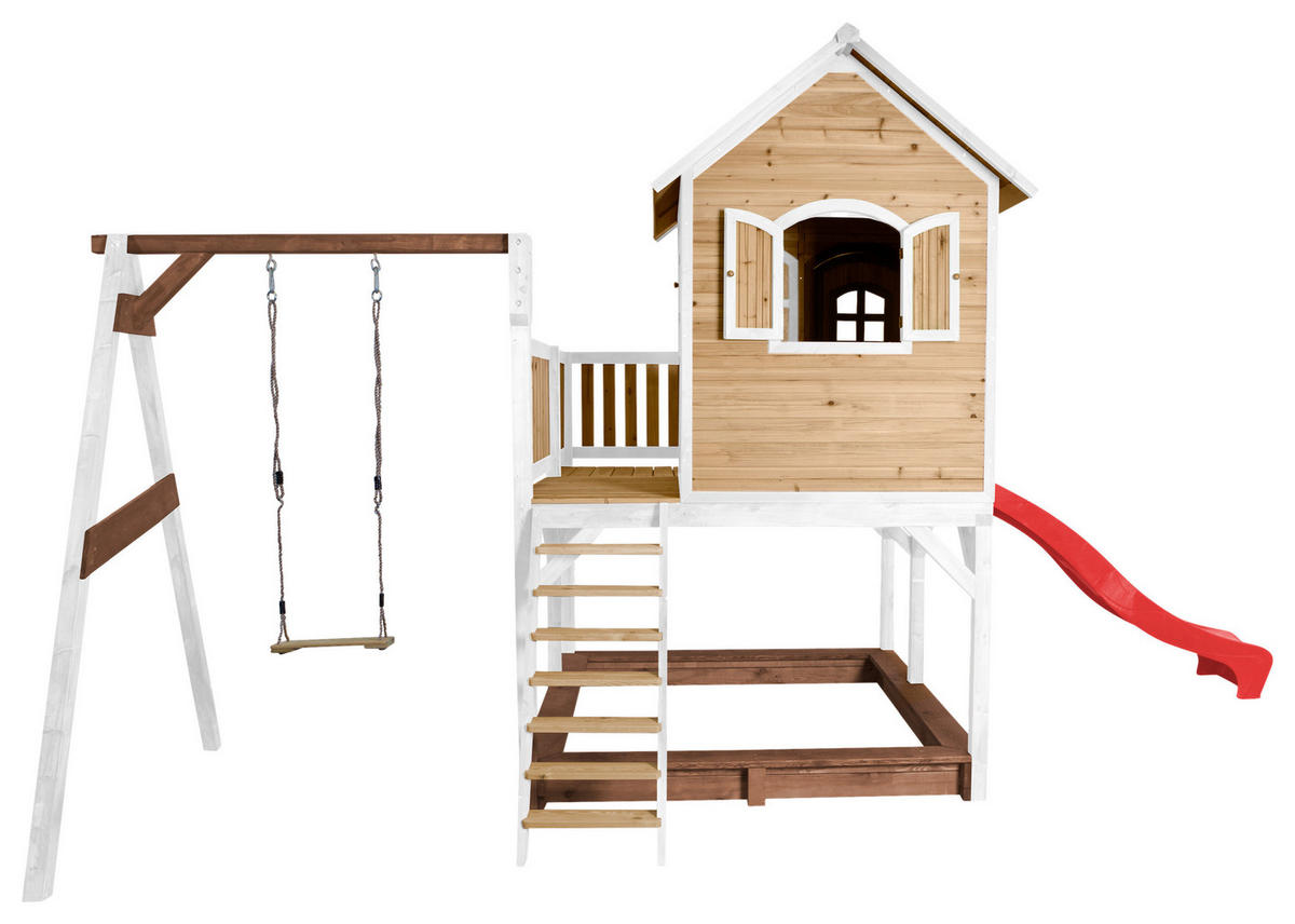 SPIELTURM 541/291/277 cm  - Rot/Braun, KONVENTIONELL, Holz/Kunststoff (541/291/277cm) - Ambia Garden