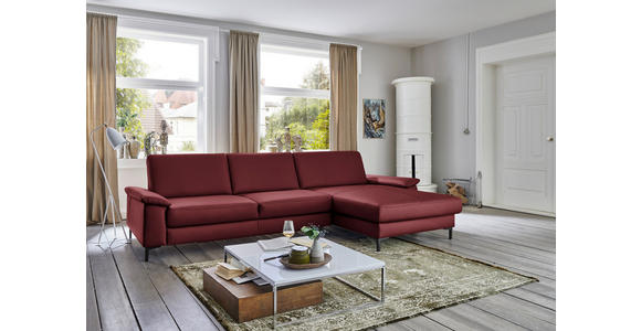 ECKSOFA in Echtleder Rot  - Rot/Schwarz, Design, Leder/Metall (334/176cm) - Dieter Knoll