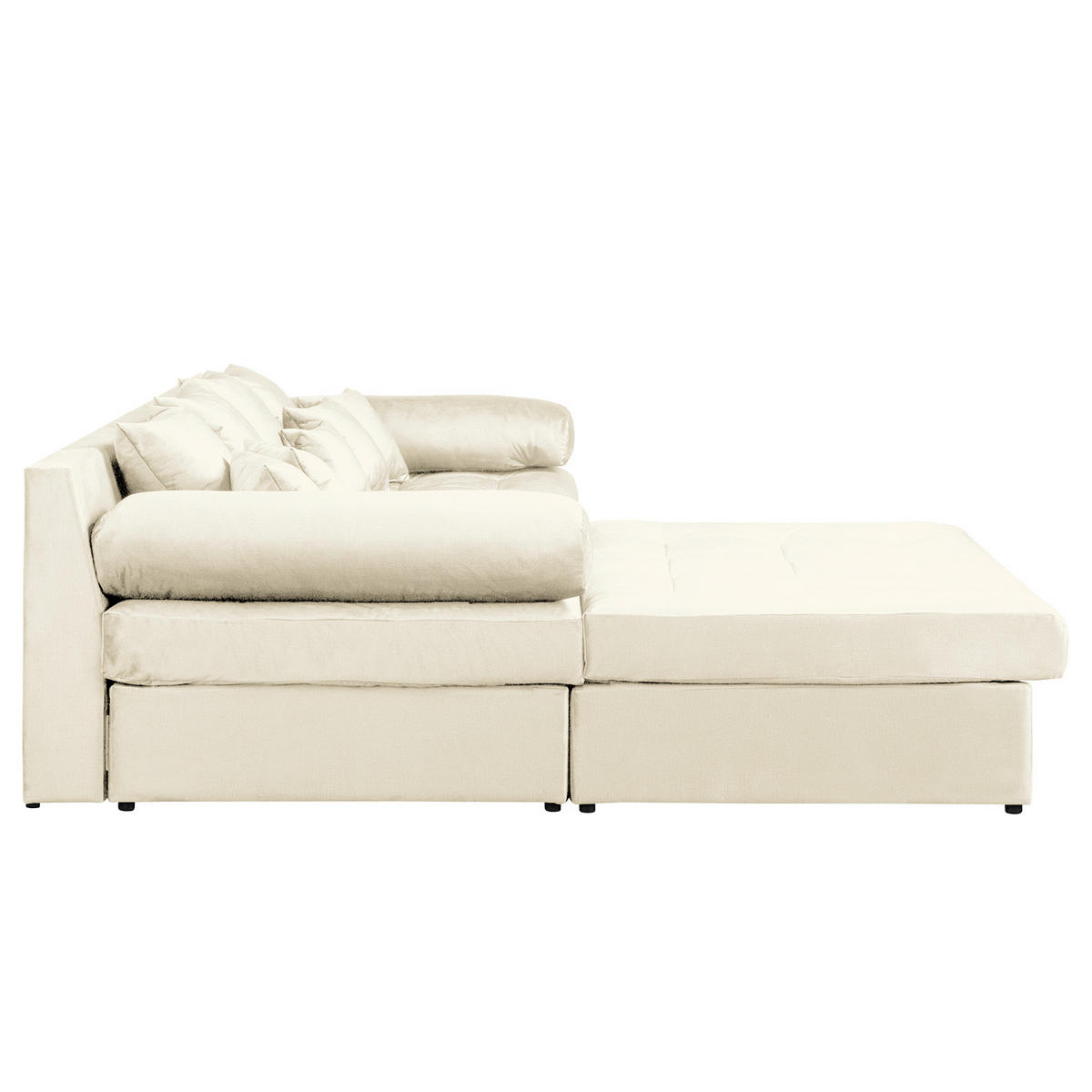 ECKSOFA Naomi in Velours Beige Rückenkissen  243/284 cm  - Beige/Schwarz, Design, Kunststoff/Textil (243/284cm) - P & B
