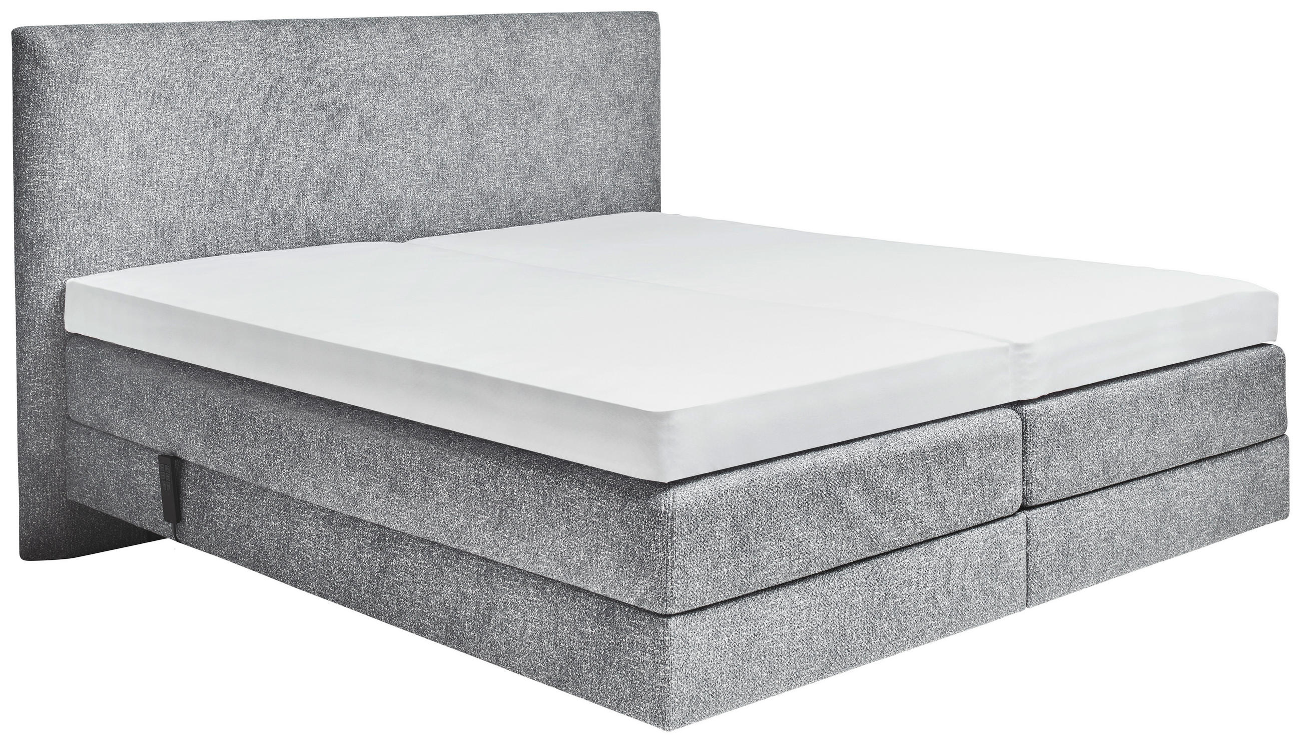 BOXSPRINGBETT 180/200 cm,  in Grau, Topper, motorische Verstellbarkeit, Fernbedienung, Matratzen, unterschiedliche Matratzenhärtegrade je Bettseite, H2 + H3 = mittel + fest  - Grau, KONVENTIONELL, Holz/Textil (180/200cm) - Dieter Knoll