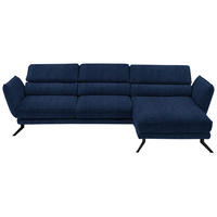 ECKSOFA Valdera in Velours Royalblau  283/153 cm  - Royalblau/Schwarz, Design, Textil/Metall (283/153cm) - Valdera