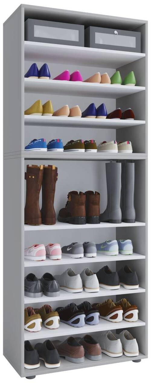 SCHUHREGAL Grau  - Schwarz/Grau, KONVENTIONELL, Holzwerkstoff/Kunststoff (70/183/37cm) - MID.YOU