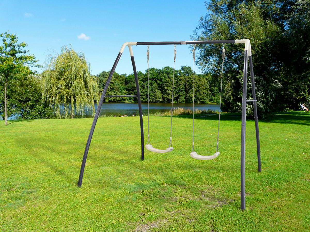 SCHAUKEL DOUBLE METAL axi  - Anthrazit/Weiß, Basics, Kunststoff/Metall (210/217/210cm) - Ambia Garden