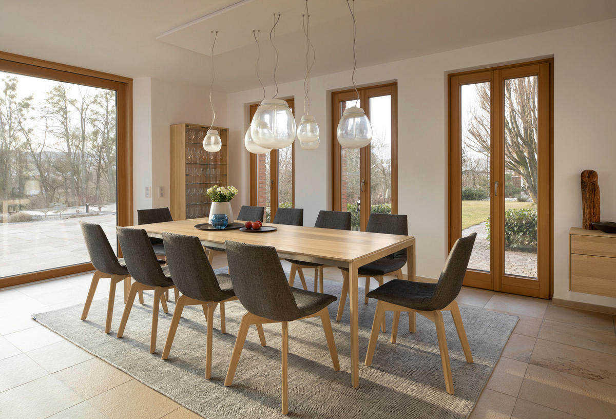 ESSTISCH in Holz, Metall 200(300)/100/75 cm  - Edelstahlfarben/Eichefarben, Design, Holz/Metall (200(300)/100/75cm) - Team 7
