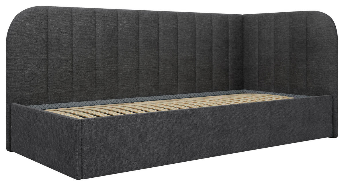 STOPPAD SÄNG 90/200 cm  i mörkgrå  - mörkgrå/svart, Modern, trämaterial/trä (90/200cm) - MID.YOU