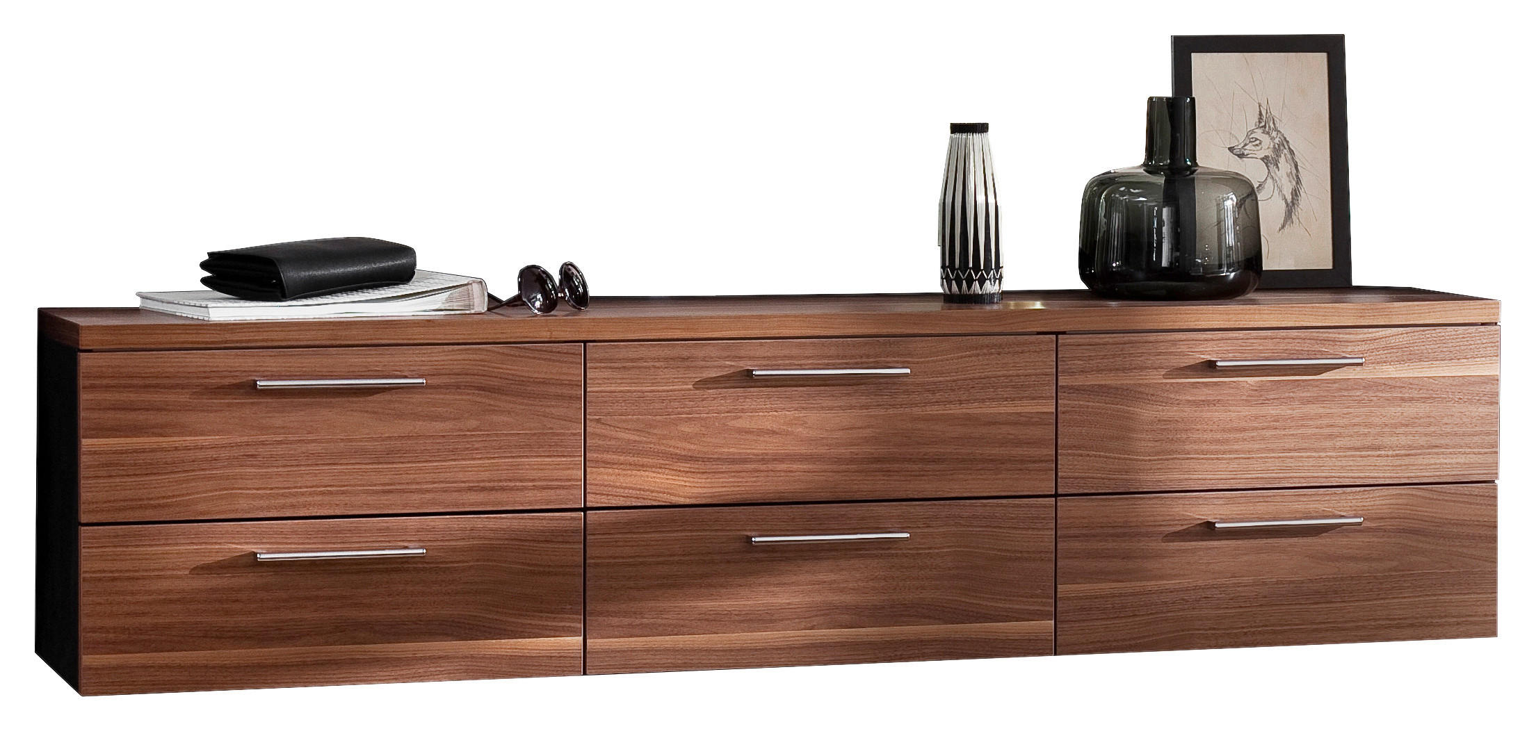 HÄNGEELEMENT in Nussbaumfarben, Anthrazit   - Chromfarben/Anthrazit, Design, Holz/Holzwerkstoff (181/44/35cm) - Moderano