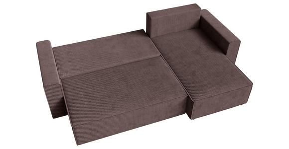 ECKSOFA Braun Cord  - Schwarz/Braun, KONVENTIONELL, Kunststoff/Textil (241/138cm) - Carryhome