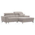 ECKSOFA in Velours Beige  - Beige/Schwarz, Design, Textil/Metall (267/181cm) - Carryhome